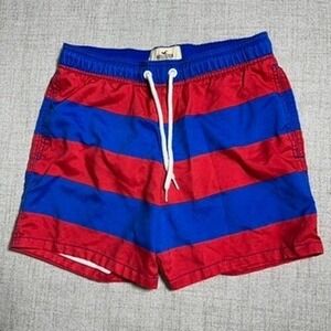 Hollister Swim Trunks Striped‎ Red Blue Swimsuit Shorts Beach Summer Size M